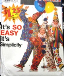 7393 SIMPLICITY SO EASY KIDS CLOWN COSTUMES, HAT PATTERN 2-12